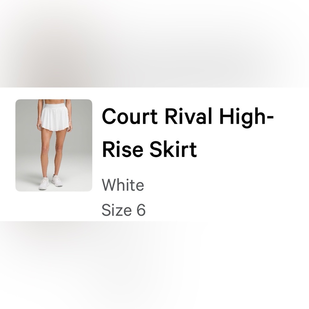 Lululemon Court Rival High-Rise Skirt in white. Rarely worn.